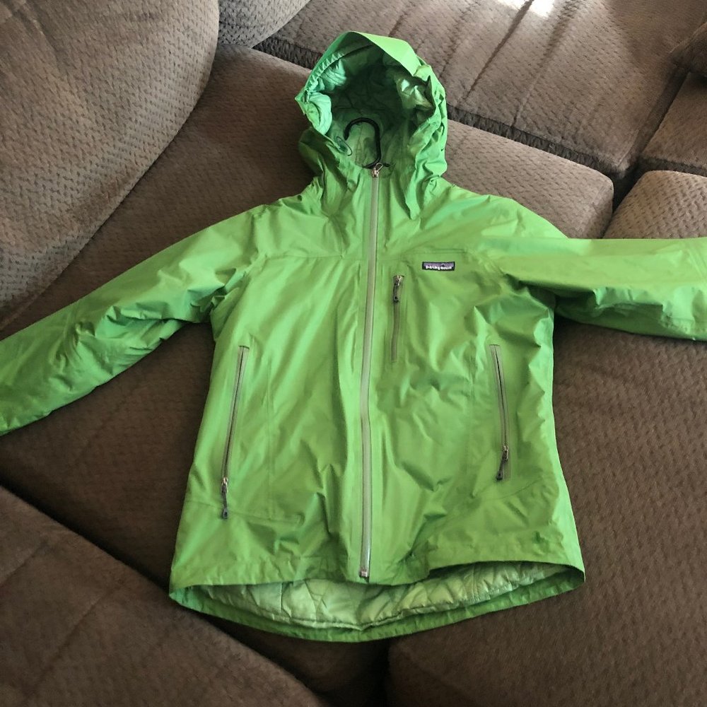 Patagonia Women's Lime Green Hooded Waterproof Jacket